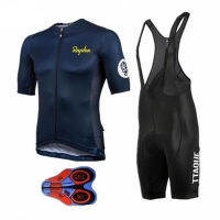 Ropa Ciclismo Rapha ผู้ชายลำลองแขนสั้นเสื้อเจอร์ซีย์ขี่จักรยานชุดแผ่นเจลจักรยานเสือหมอบจักรยานเอี๊ยมกางเกงขาสั้นชุดแข่งดาวน์ฮิลล์เสื้อขี่จักรยานเจอร์ซีย์ภูเขา Sportwear เสื้อผ้า