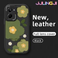 Jlingji เคสแฟชั่นสำหรับ Realme 10 Pro 5G Realme 10 Pro Plus ลายดอกไม้บางนุ่มหนังดีไซน์ใหม่ซิลิกาเคสโทรศัพท์เจลฝาปิดเลนส์เต็มรูปแบบกล้องกันกระแทกเคสกันกระแทก