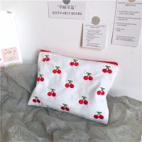ins cherry storage bag embroidery cosmetic bag canvas bag lipstick coin purse clutch bag cosmetic storage