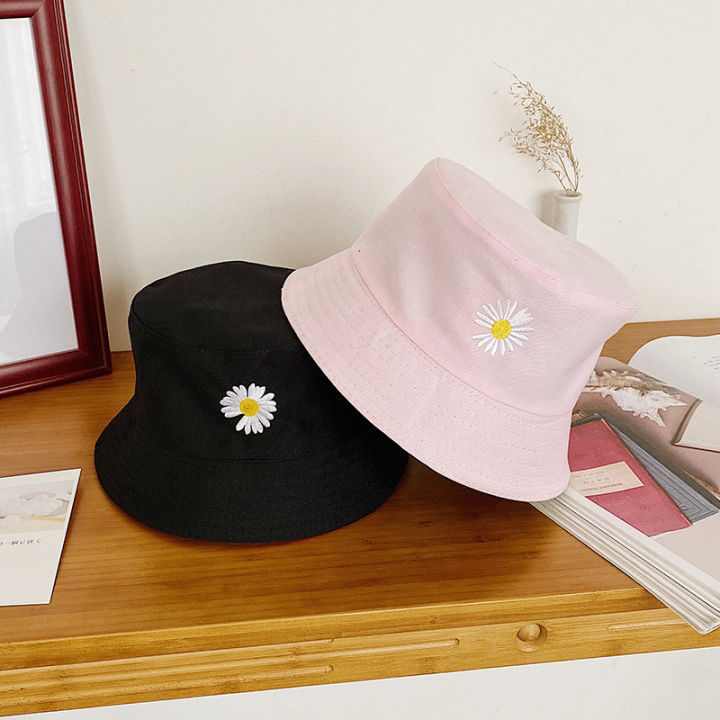 cod-ดอกเดซี่เล็กๆน้อยๆหมวก-ins-หมวกไหมพรม-gd-วรรคเดียวกัน-หมวกชาวประมงสองด้านสำหรับผู้หญิงหมวกทรงหม้อทรงขอบเล็กสำหรับฤดูร้อนสไตล์เกาหลี-christmas-gift