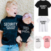 Big Brother Security Little Sister Bodyguard เด็กเสื้อยืดทารกแรกเกิดเด็กทารก Rompers Sibling จับคู่เสื้อผ้าชุด