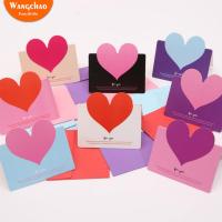 10pcs/bag Mixed Color LOVE Heart Shape Greeting Card Valentines Day Gift Card Wedding Invitations Card Romantic Thank You Cards