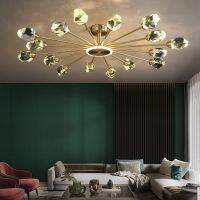 [COD] Post-modern all-copper copper living room chandelier simple crystal restaurant bedroom atmosphere lamps molecule