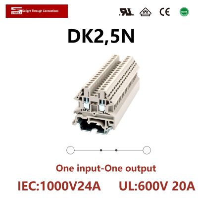 10ชิ้น Dinkle Dk2.5n Din รางติดตั้งขั้วต่อสายไฟทองเหลืองขั้วไฟฟ้าขั้วต่อขั้ว Uk-2.5n สกรูขั้ว