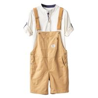 Mens Y2K Fancy Color Bib Overalls Shorts Casual Summer Plus Size Suspenders Breeches Khaki Black Green