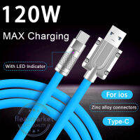 20W 6A Super Fast Charge Cable LED OD6.0หนา สายซิลิโคน Quick Charge สาย Micro USB สาย Type C สำหรับ Xiaomi Huawei Samsung OPPO VIVO Realme สาย iPhone FOR 14 14Plus 13 13Pro MAX 12 11 X XR 8 7 6 5รับประกัน 3 ปี