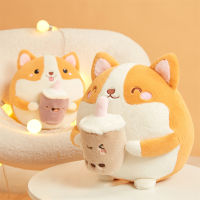 （HOT) ใหม่กลมน่ารักกอดชานมตุ๊กตา Corgi ของเล่นตุ๊กตาสุนัขนุ่มน่ารักขายส่งข้ามพรมแดน