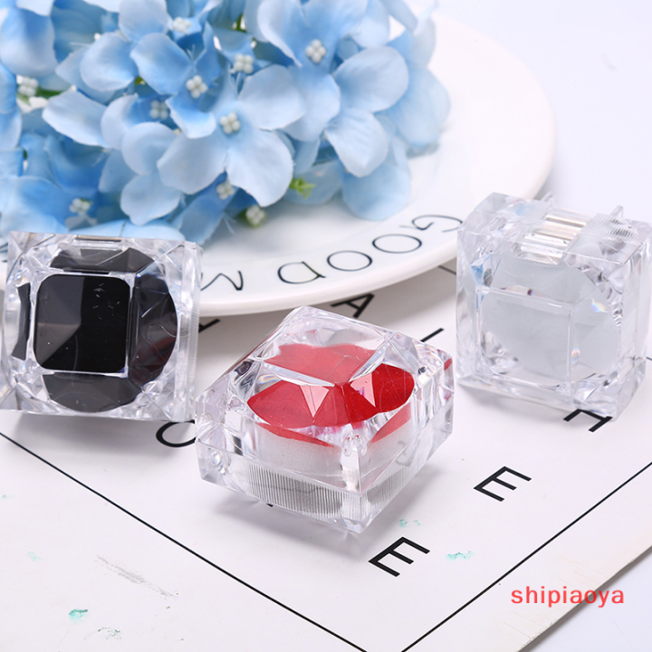 ผู้ถือแหวนอะคริลิคใส-shipiaoya-แหวนหมั้นบรรจุภัณฑ์เครื่องประดับแต่งงานกล่องของขวัญ