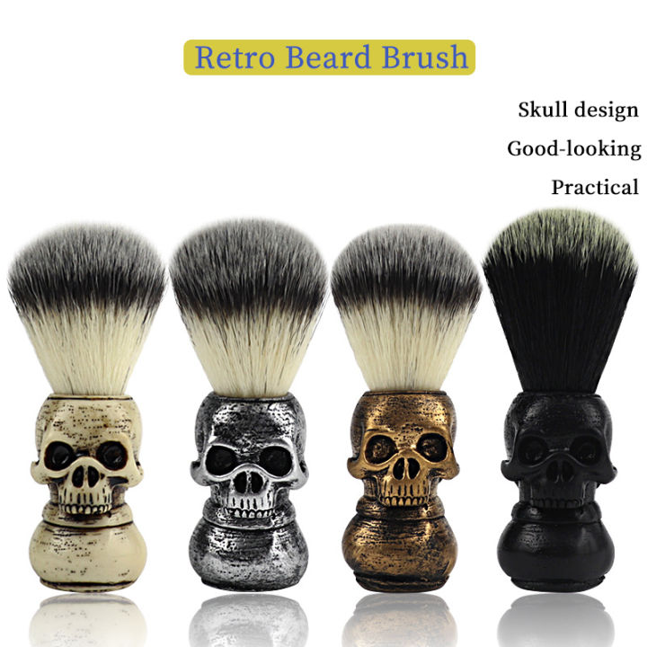 fiber-resin-handle-beard-shaving-brush-personality-skull-beard-brush-set-stainless-steel-bubbling-bowl-mens-shaving-set-gift