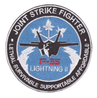 อาร์มทหารอากาศ ตัวรีดติดเสื้อ ขนาด 3.3 นิ้ว ลายปัก LOCKHEED MARTIN F-35 LIGHTNING II JOINT STRIKE FIGHTER US AIR FORCE NAVY PATCH