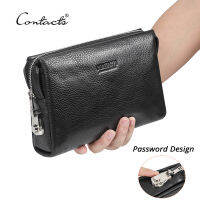 Contact S หนังแท้ชายคลัทช์การออกแบบรหัสผ่านผู้ชายกระเป๋าถือ Wristlet ความจุขนาดใหญ่กระเป๋าคลัทช์กระเป๋าสตางค์ลำลองกระเป๋า