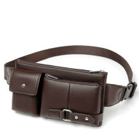 Multi Pocket Fanny Pack PU Leather Waist Bag Shoulder Bag Hip Purse Adjustable Belt Strap Casual Pouch Outdoor Day Bag