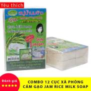 FREESHIP Siêu Combo 12 Cục Xà Phòng Cám Gạo Jam Rice Milk Soap Thái Lan