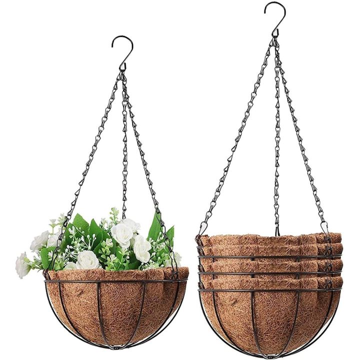 like-activities-hangingplant-basket-wrought-iron-artflowerpot-rattan-pots-planter-outdoor-yard-balcony-wall-decor