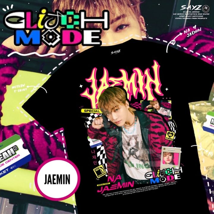 เสื้อยืดสีดำอินเทรนด์-พร้อมส่ง-เสื้อยืด-ลาย-nct-dream-glitch-mode-ชุด-nct-อัลบั้ม-glitch-mode-เจโน่-แจมิน-hae