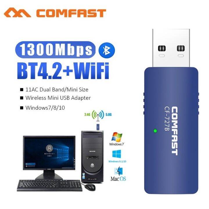 Comfast Wifi Dongle 1300Mbps 5G USB Wireless Adapter WIFI Bluetooth