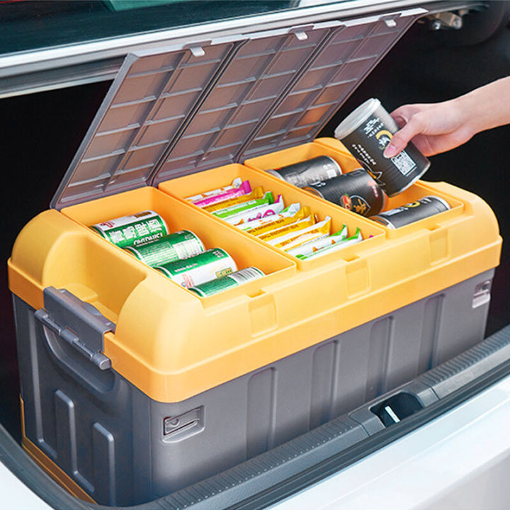 กล่องเก็บของ-กล่องเก็บของพับได้-กล่องเก็บของนั่งได้-กล่องเก็บของในรถ-ความจุ-45ลิตร-นั่งได้-รับได้-100kg-เหมาะสำหรับแคมปิ้ง-kujiru