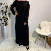 2021Latest silky smooth fabric Muslim Robe abaya syari female full length simple Muslim abaya Worship Service abayas with belt F2034