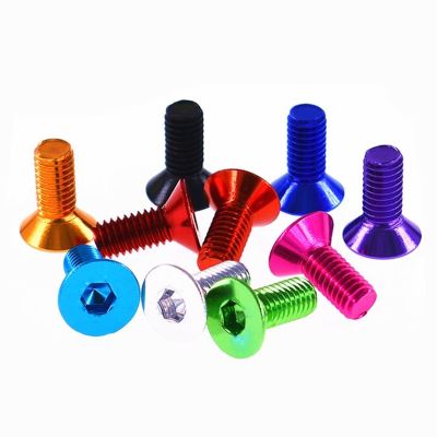 10 Buah Sekrup Datar Aluminium Anodized M4 M5 M6 x 6/8/10/12/16/20/25 Soket Hex Warna-warni Countersunk Kepala Baut Sekrup Allen