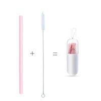 Silicone Straws Reusable Straight Drinking Straw With Case Cleaning Brush Set Party Bar Accessory Folding Portable Outdoor Straw Specialty Glassware