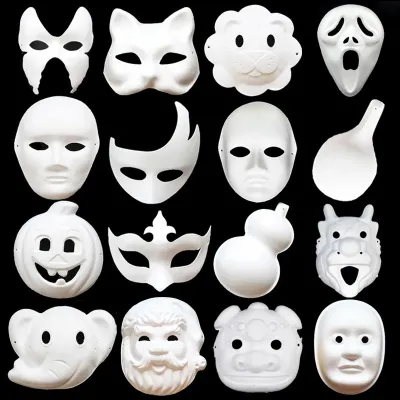 Masquerade Party Accessory Blank Half Face Plain Party Funny Halloween DIY Masquerade