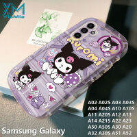 YiaMia การ์ตูนน่ารักแฟชั่น Kuromi เคสโทรศัพท์สำหรับ Samsung กาแล็คซี่ A02 A02S A03 A03S A20S A21S A52 A04 A04S A10 A10S A11 A14 A30S A51 A34 A54 A22กรอบสบู่ TPU นุ่มมีความแม่นยำสูงคลุมทั้งหมดหลุม