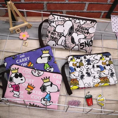Cartoon Snoopy wallet cute with zipper large screen mobile phone coin purse key cosmetic bag pencil case card holder
