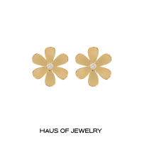 Haus of Jewelry - Luv AJ DAISY STATEMENT STUDS ต่างหูงานทองเหลือง ประดับเพชรคิวบิกเซอร์โคเนีย (Cubic Zirconia)