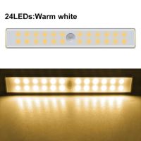 USB Rechargeable 24/40/60 LED PIR Motion Sensor Night Light Kitchen Closet Induction LED Under Cabinet Light With Magnet