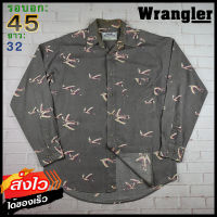 Wrangler®แท้ อก 45 เสื้อเชิ้ตผู้ชาย แรงเลอร์ สีม่วง เสื้อแขนยาว เนื้อผ้าดี เสื้อวินเทจ