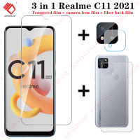 (3 in 1)/ Lot For Realme C11 2021ฟิล์มกระจกนิรภัย ฟิล์มกระจก Tempered Glass Screen Protector Film ฟิล์มกระจกกันรอยกล้องหลัง 3D คาร์บอนไฟเบอร์ด้านหลังฟิ