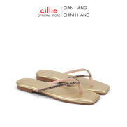 Dép nữ xỏ ngón đế bệt quai mảnh đính đá nổi bật đi chơi dạo phố Cillie 1170