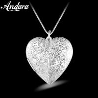 New 925 Sterling Silver Necklace Heart Frame Pendant Necklace Can Be Loaded With Photo DIY Jewelry Gift