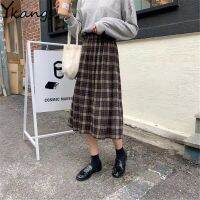 【CC】❃  Woolen Size 3XL pleated plaid skirts Warm Ladies Office Streetwear