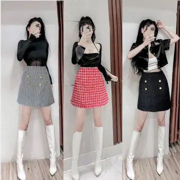 Chân Váy Dạ Hàn Quốc Mùa Đông Vải Kẻ Có Lót Quần  BigBuy360  bigbuy360vn