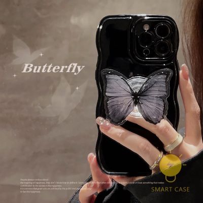 For เคสไอโฟน 14 Pro Max [Black Butterfly Airbag] เคส Phone Case For iPhone 14 Pro Max Plus 13 12 Mini 11 X XS Max XR SE 8 7 For เคสไอโฟน11 Ins Korean Style Retro Classic Couple Shockproof Protective TPU Cover Shell