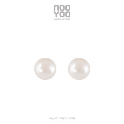 NooYoo ต่างหูสำหรับผิวแพ้ง่าย White Pearl 4/5/6/7 mm Gold Plated Surgical Steel