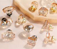 卍❀▪ Nordic Style Single Hole Champagne Crystal Knob Three-color Pedestal Knobs and Handles for Drawers Furniture Handles