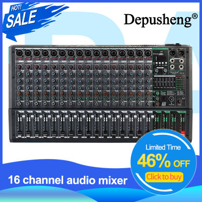 มิกซ์คอนโซล Depusheng PA16 Professional DJ Audio Mixer Sound Board Desk System Interface 16 Channel Digital 99 Reverb Effect