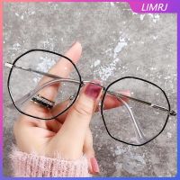 LIMRJ แว่นตาป้องกันรังสีสำหรับสุภาพสตรีแว่นตาป้องกันแสงสีฟ้าสำหรับผู้ชายแว่นตากรอบโลหะแปดเหลี่ยมแฟชั่น