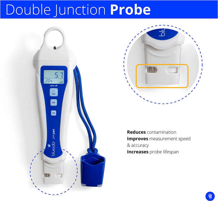 bluelab-penph-ph-pen-digital-meter-for-water-with-easy-two-point-calibration-and-double-junction-probe-test-kit-for-hydroponic-system-and-indoor-plant-grow-white