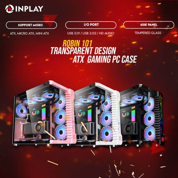 Inplay Robin 101 | White | White Transparent Design ATX Gaming Case ...