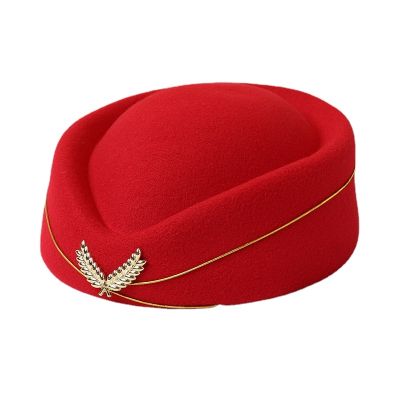 ∏☞ Felt Stewardess Hat Party Cosplay Wool Air Hostesses Beret Hat Airline Sexy Formal Uniform Caps Accessory gorras invierno mujer