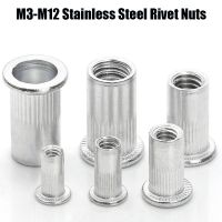 5/10pcs M3 M4 M5 M6 M8 M10 M12 Stainless Steel Knurled Nut Rivnut Flat Head Threaded Rivet Insert Nutsert Cap Rivet Nut