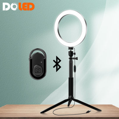 DOLED 8" Portable LED Ring Light Circle Lamp with Tripod External Phone Holder Bluetooth Shutter for Youtube Vlog Video Lighting