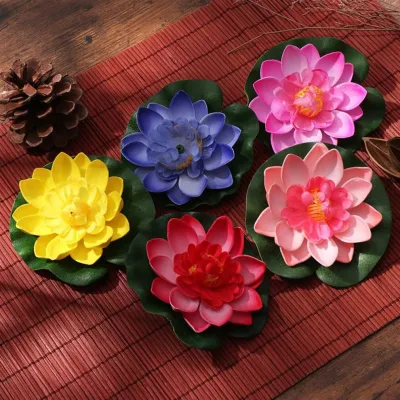 5pcs Artificial Floating Water Lily Eva Lotus Flower Pond Decor 10cm Pink Red Light Pink Yellow Blue Pool Simulation Lotus Artificial Flowers  Plants