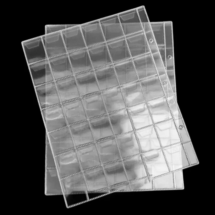 10 Sheets 42 Grids Plastic Pocket Pages Coin Holders for Stamp Coin Medals Badge Collecting