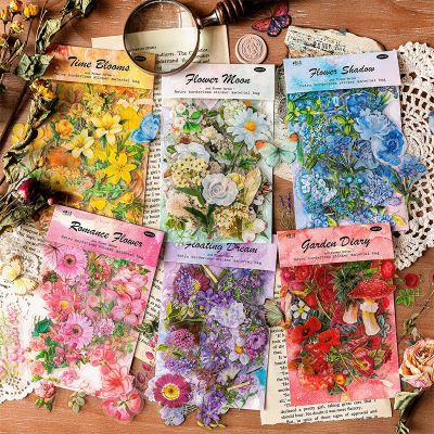 100Pcs/Bag Vintage Botanical Stickers Aesthetic Flowers Hand Account Material Decorative Stationery Scrapbook Diary Stickers Stickers Labels