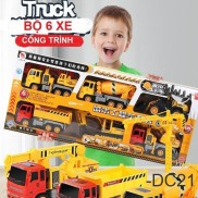 Bộ đồ chơi 6 xe công trình ô tô xe tải, máy xúc, máy cẩu