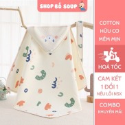 Khăn ủ xô sơ sinh, ủ choàng cotton 4 lớp, khăn tắm có mũ cho bé